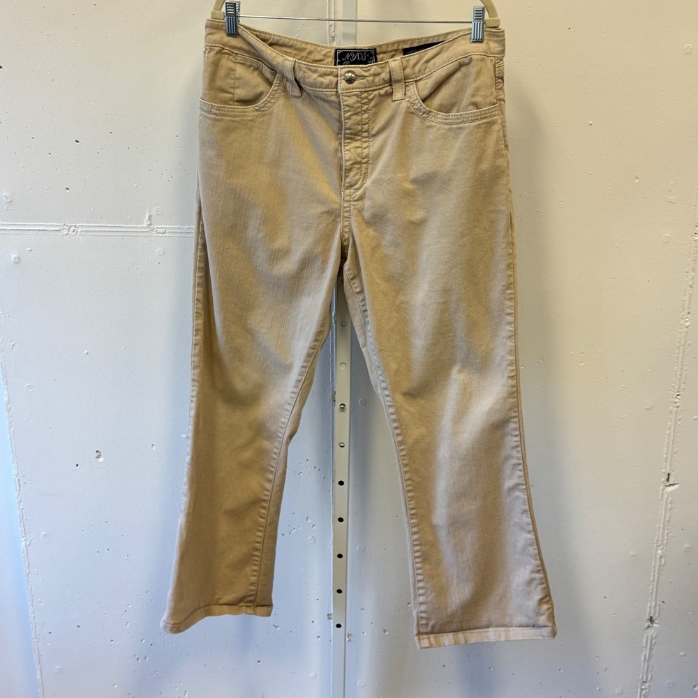 NYDJ‎ Premium Denim Tan Corduroy Flare Leg Jeans Khaki High Rise Women's Sz 16
